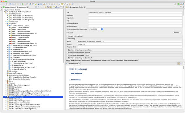 Example organization of the IT Baseline Protection Profile control centers in verinice